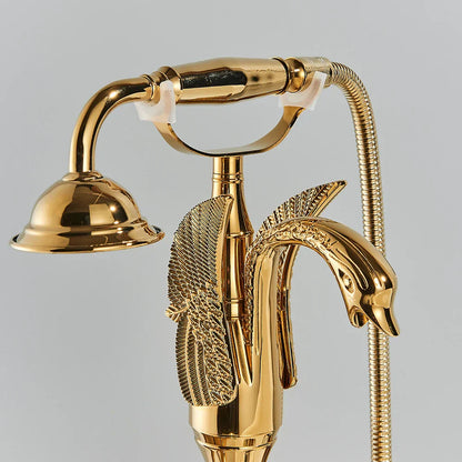 DecorBites™ Golden Bird Freestanding Bathtub Faucet with Dual Crystal Handles