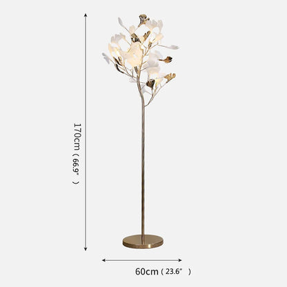 مصباح أرضي على شكل زهرة الجنكة من DecorBites™ - ديكور LED عصري لغرفة المعيشة المنزلية