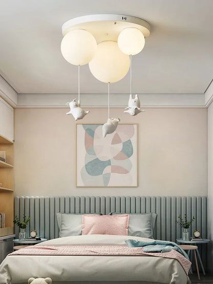 DecorBites™ Flying Pig Resin LED Ceiling Light Kids Bedroom Lamp Deco Fixtures