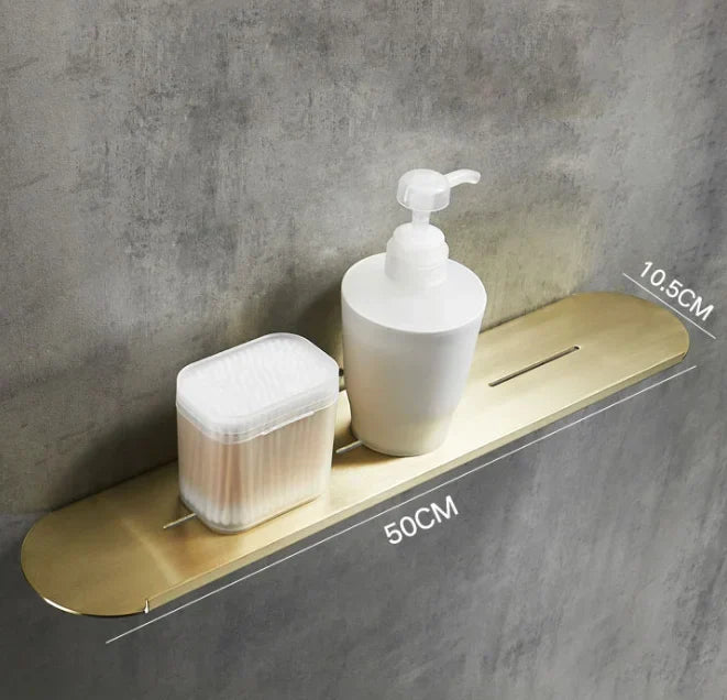 DecorBites™ Brushed Gold Bathroom Storage Rack - Mirror Front Toiletries Organizer