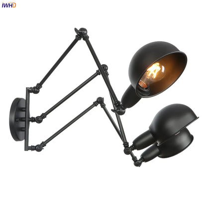 DecorBites™ Loft Antique Edison 3-Head Black Wall Sconce Swing Arm Light
