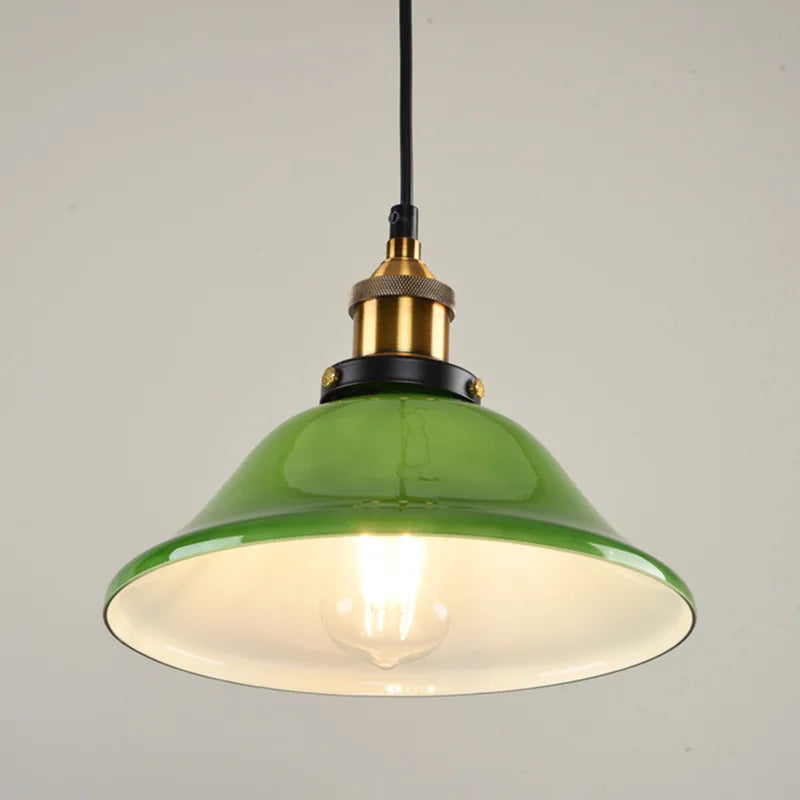 DecorBites™ Green Glass Art Pendant Lamp: Nostalgic Industrial Style for Restaurant, Bar, and Coffee Shop