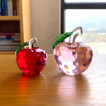 Adornos DecorBites™: Figura de pisapapeles de cristal amarillo con forma de manzana 3D - Decoración para escritorio de oficina
