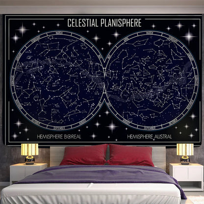 Decobites Sun Constellation Compass Mandala Tapestry - Celestial Hippie Wall Hanging