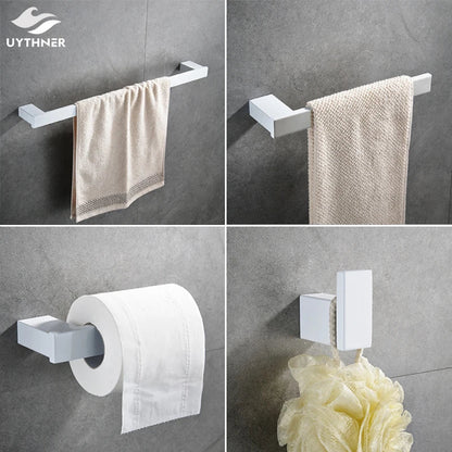 DecorBites™ 7-Piece Bathroom Hardware Set in White for Towels and Toiletries