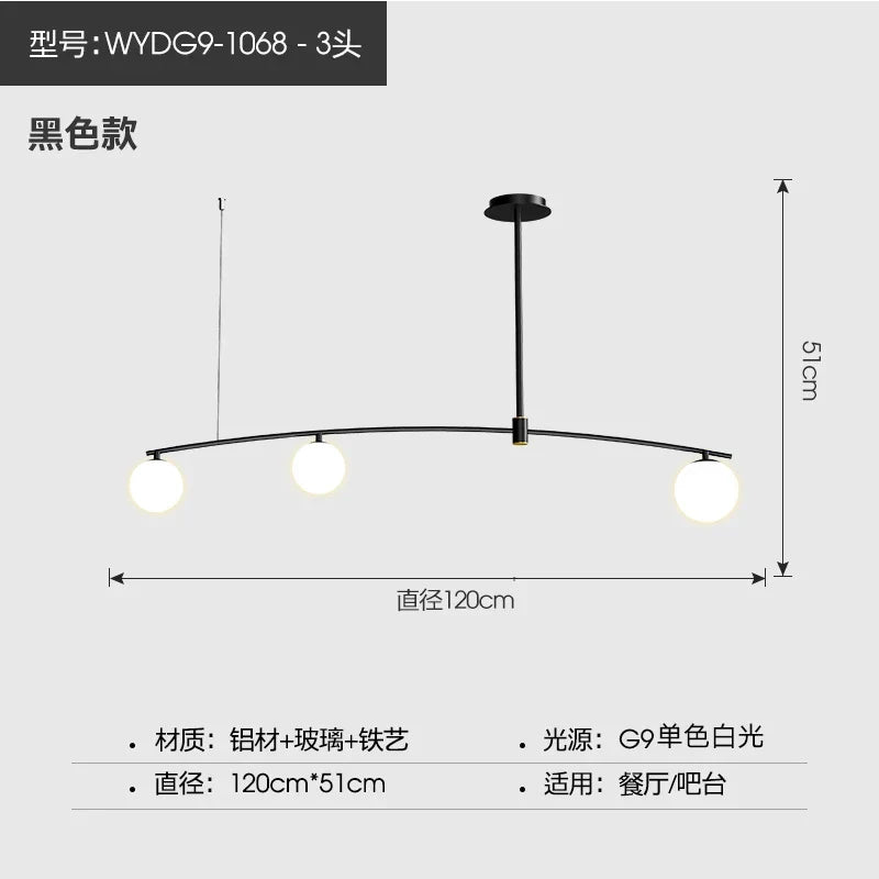 DecorBites™ Bubble Iron Chandelier: Minimalist Nordic Kitchen Restaurant Island Light