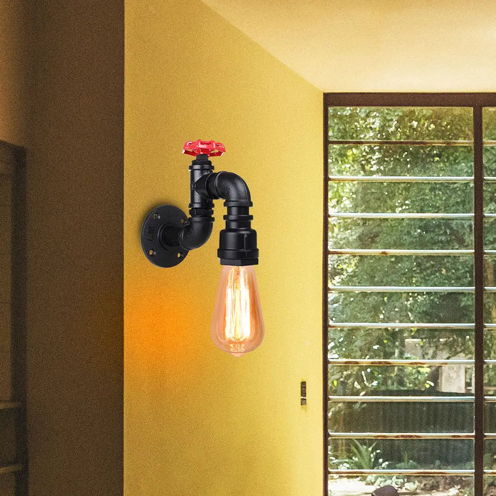 DecorBites™ Iron Water Pipe Wall Lamp E27 Loft Bar Lighting Fixtures