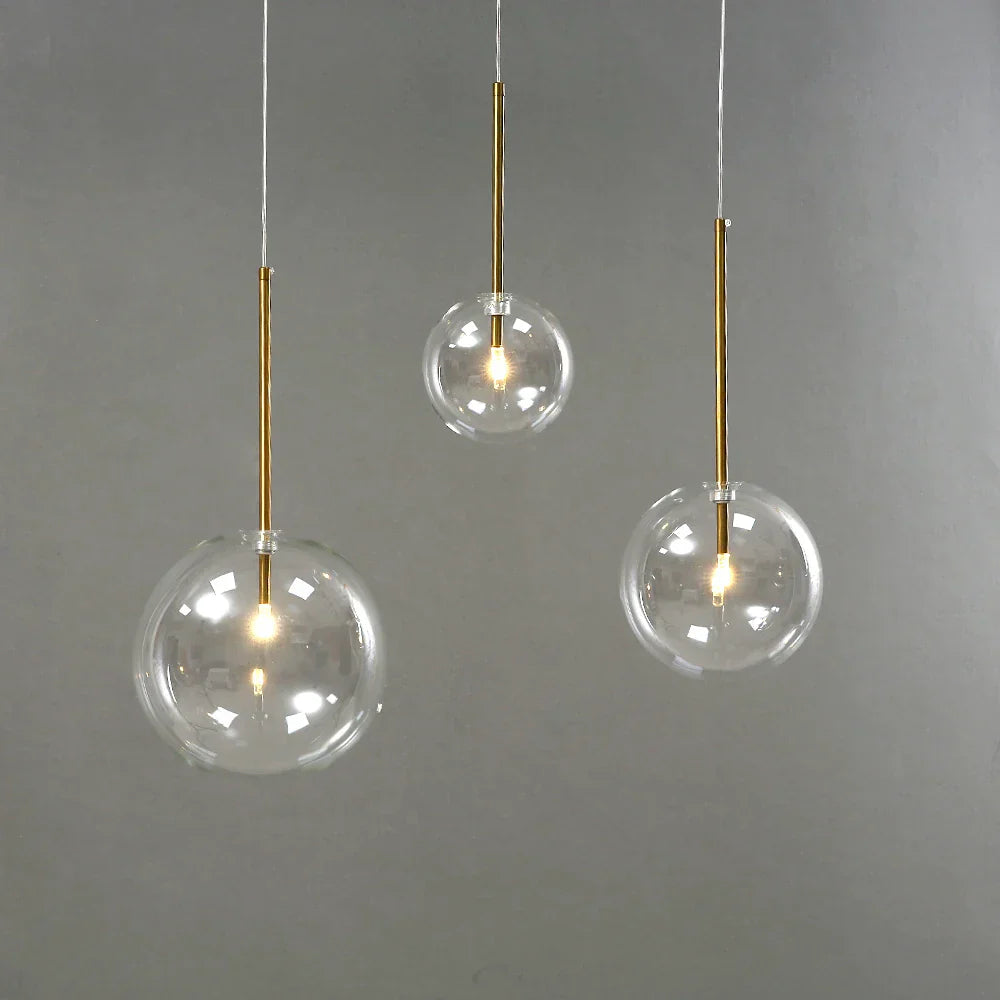 DecorBites™ Gold Glass Ball Pendant Lights for Dining Room and Kitchen