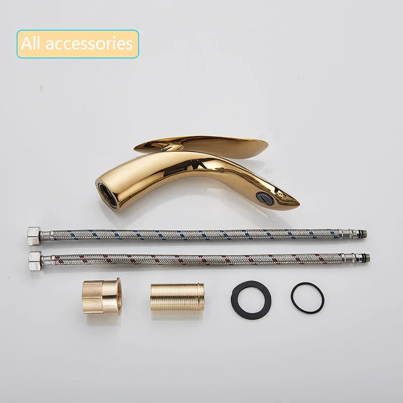 DecorBites™ Golden Rose Bathroom Faucet Waterfall Basin Mixer Taps - Luxury Single Hole