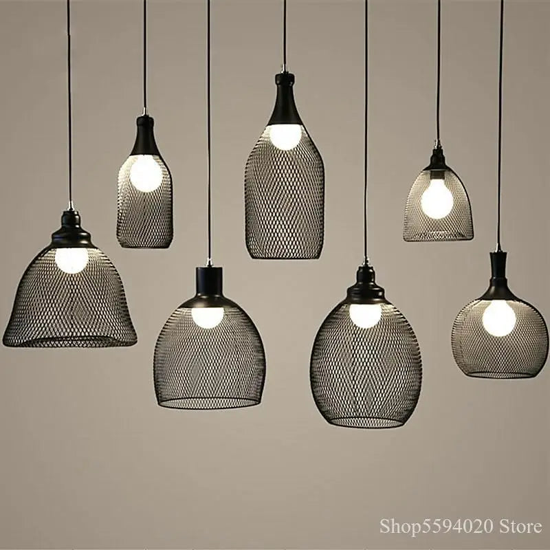 DecorBites™ Industrial Birdcage Chandelier: Retro Iron Net Hanging Lamp for Creative Home Lighting