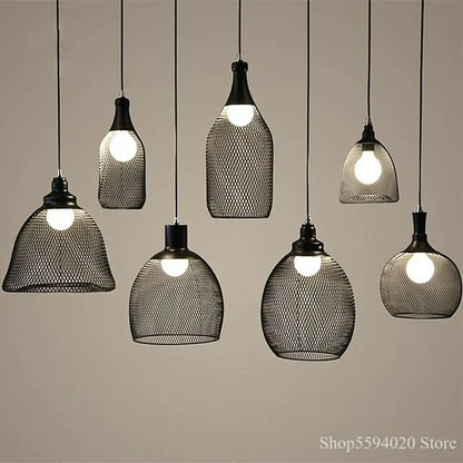 DecorBites™ Industrial Birdcage Chandelier: Retro Iron Net Hanging Lamp for Creative Home Lighting
