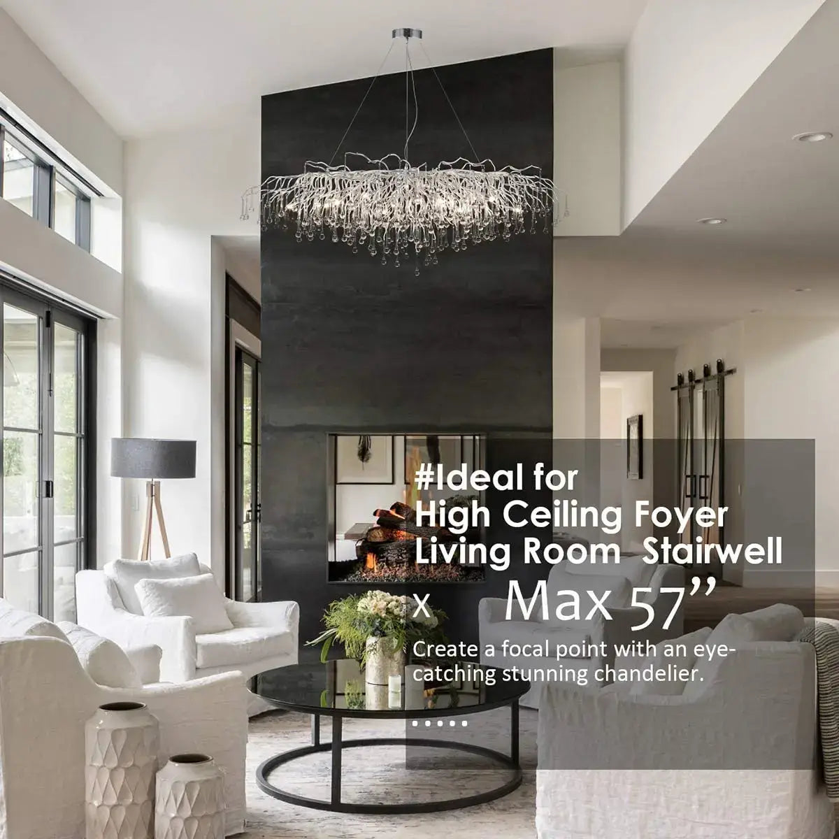 Crystal Chandelier with Raindrop Crystals