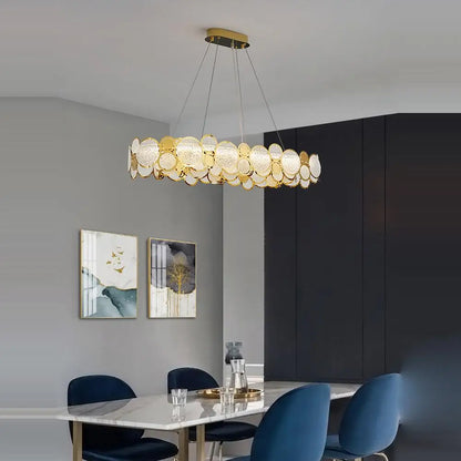 DecorBites™ Gold Iron Glass Chandelier Lighting for Dinning Room