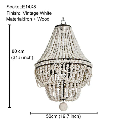 ثريا ديكوربايتس™ الخشبية السوداء المُعلّقة بالخرز - إضاءة نورديك عتيقة للمدخل، وغرفة الطعام، وغرفة النوم
