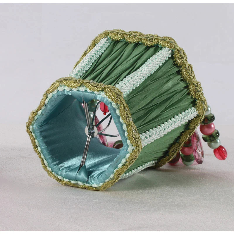 DecorBites™ Bohemia Style Emerald Green Cloth Lampshade with Tassels