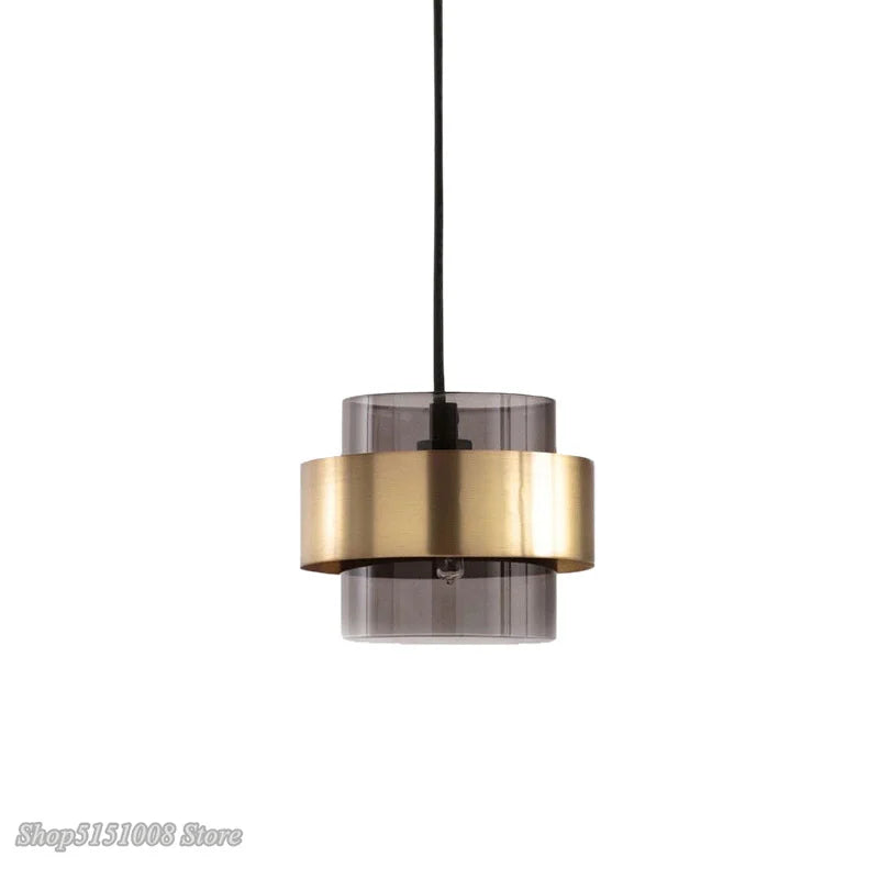 DecorBites™ Gold Glass LED Pendant Lights: Modern Nordic Cylindrical Design for Home Decor Fixtures