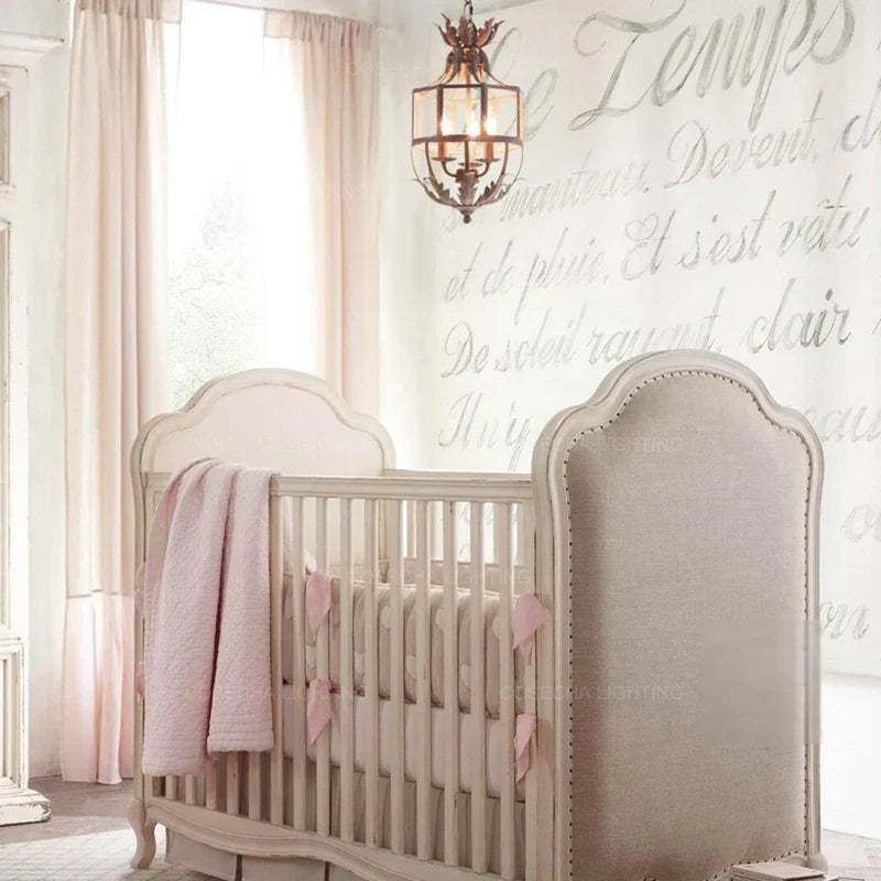 DecorBites™ Grey/Gold Metal Cage Chandelier: Russian-Inspired, 3-Light Lustre for Nursery, Kitchen, Dining