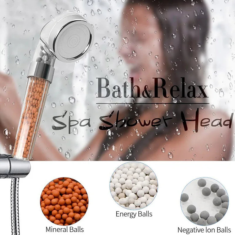 DecorBites™ Anion Spa Shower Head High Pressure Water Saving Handheld Nozzle