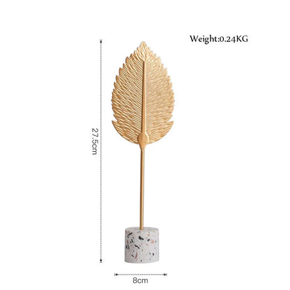 DecorBites™ Gold Leaf Decorations on Marble Base - Creative Metal Crafts for Home Decor