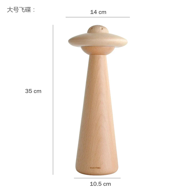 DecorBites™ Kids UFO Wood LED Table Lamp: Modern, Dimmable, Cartoon Design, Ideal for Children's Bedroom