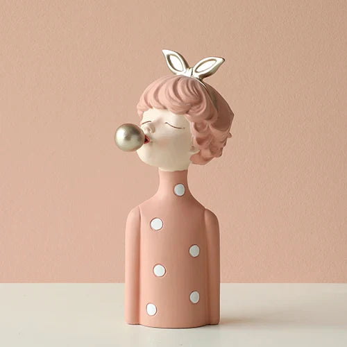 DecorBites™ Bubble Girl Resin Figurines: Modern Sweet Young Girl Decor for Home, Weddings, Birthdays