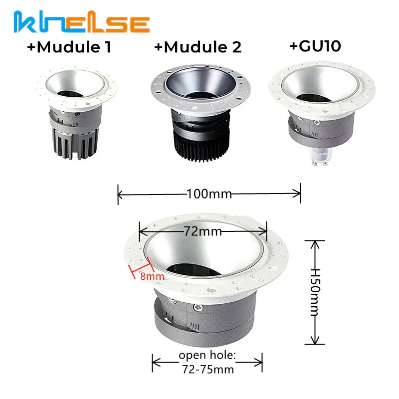 DecorBites™ LED Round Recessed Ceiling Mount Downlight - MR16/GU10 Lamp Socket Holder Fixture