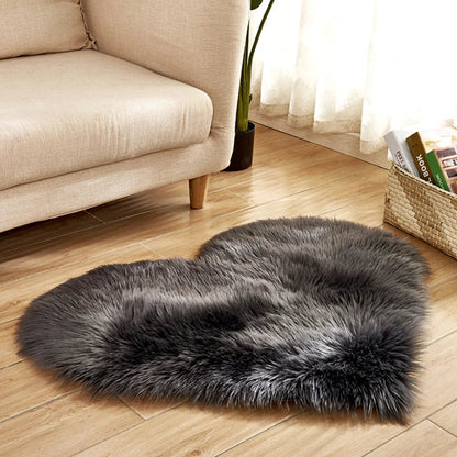 Heart Shaped Faux Fur Rug 30x40cm