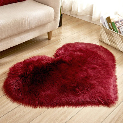 Heart Shaped Faux Fur Rug 30x40cm