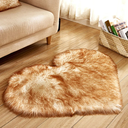 Heart Shaped Faux Fur Rug 30x40cm