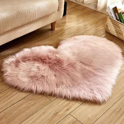 Heart Shaped Faux Fur Rug 30x40cm