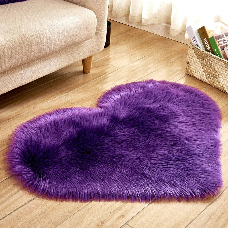 Heart Shaped Faux Fur Rug 30x40cm