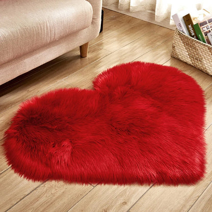 Heart Shaped Faux Fur Rug 30x40cm