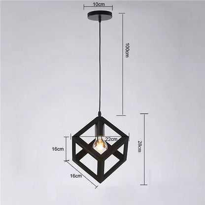 DecorBites™ Industrial Nordic Cage Pendant Light, Black Iron Retro Loft Hanging Lamp