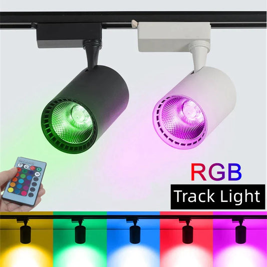 DecorBites™ Colorful COB Phase Track Light System for Stage, KTV, Cloth Shop - 12W/15W/20W