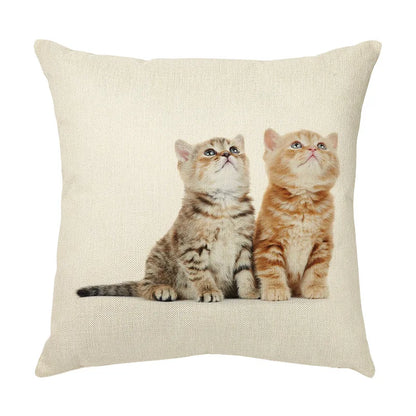 DecorBites™ Cute Cat Face Decorative Cushion Cover Soft Linen Pillow for Home Sofa