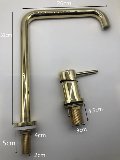 DecorBites™ Gun Grey Bathroom Faucet with Super Long Pipe, 360° Rotating, Two Holes