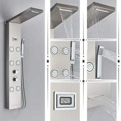 مجموعة دش DecorBites™ Black Rainfall مع نظام تدليك وشاشة درجة الحرارة