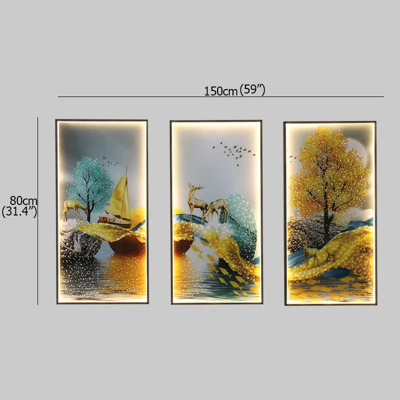 Modern LED Wall Sconce Gold Set Of 3 Foyer