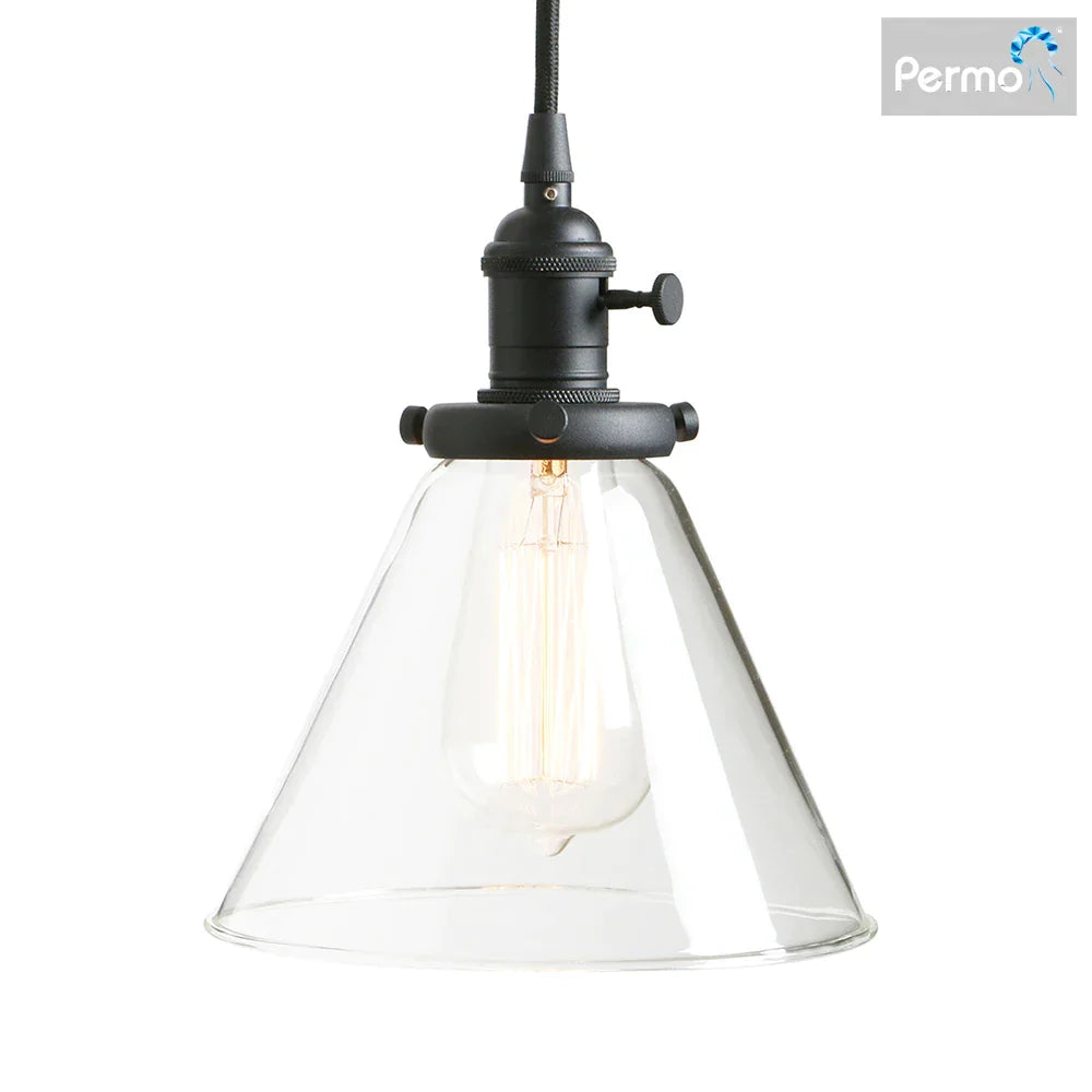 DecorBites™ Funnel Flared Glass Clear Glass Pendant Light Fixture
