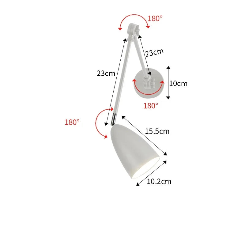 Lámpara de pared LED ajustable con brazo largo DecorBites™ para dormitorio, estudio y sala de estar