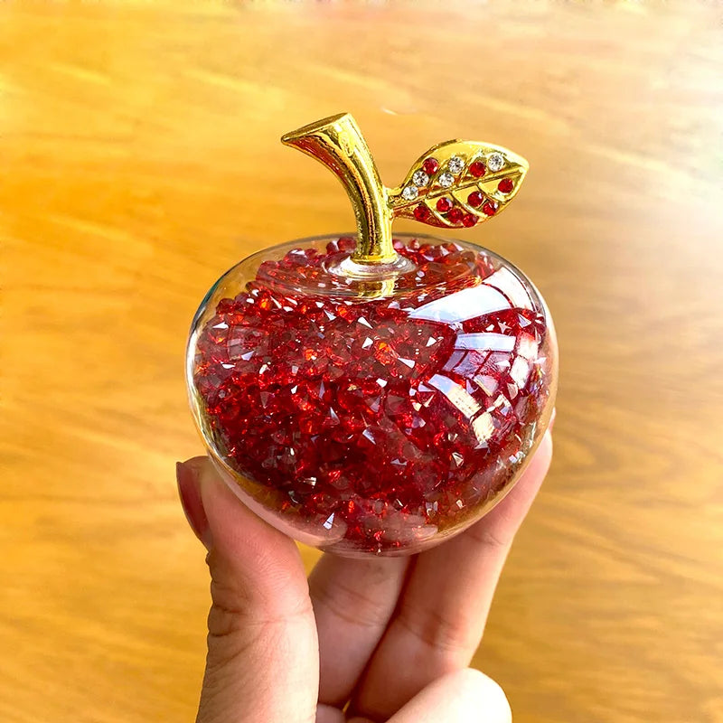 DecorBites™ Glaze Crystal Apple Paperweight Figurine Collection for Home Office Decor