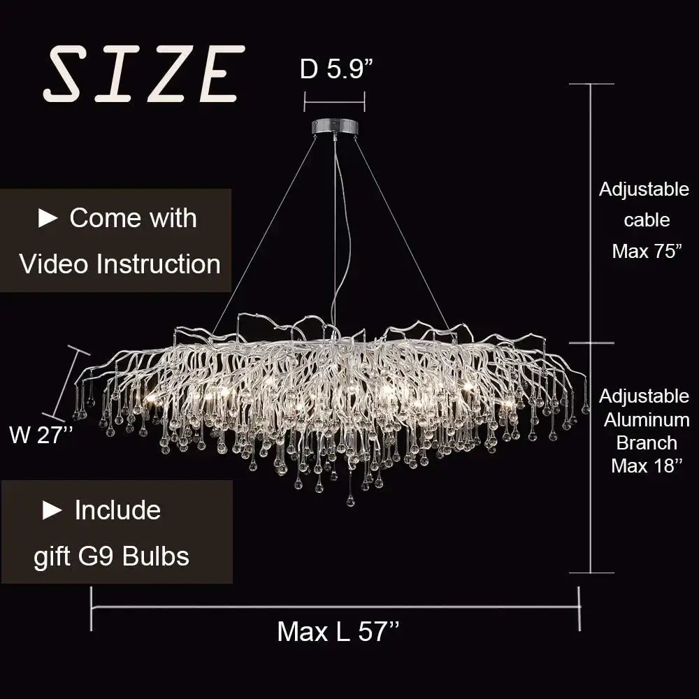 Crystal Chandelier with Raindrop Crystals