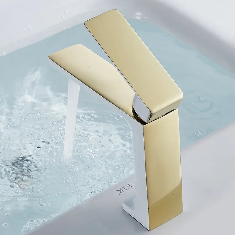DecorBites™ Gold Basin Faucet: Modern Mixer Tap for Bathroom Sink, Hot & Cold Water Control