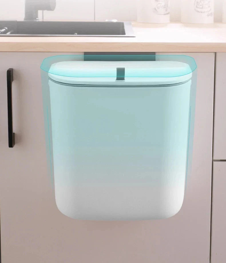 DecorBites™ Kitchen Wall-Mounted Waste Bin with Lid - Cabinet Door Hanging Garbage Can