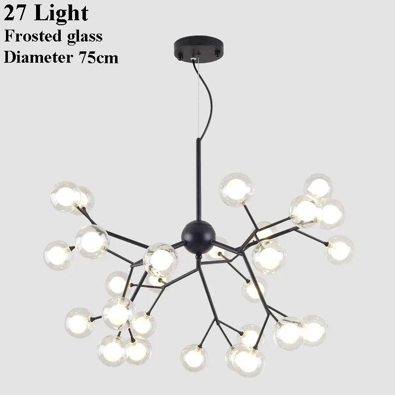 Lámpara de araña DecorBites™ con forma de rama y bola de cristal LED | Iluminación decorativa moderna con diseño de luciérnagas