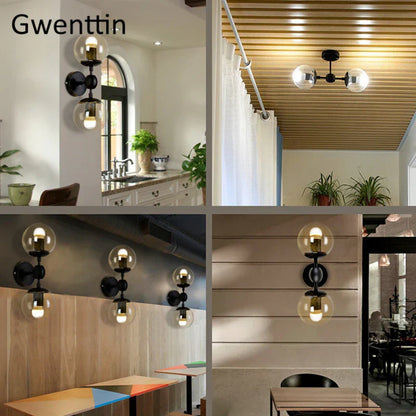 DecorBites™ Glass Beans Wall Lamp Sconces LED Light Fixture for Home Deco Bedroom Hallway