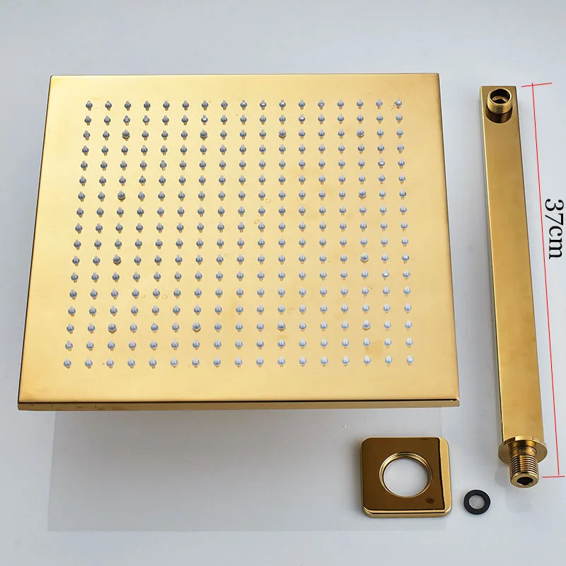 DecorBites™ Gold 12" Digital Display Rainfall Shower Faucet with Single Lever Control