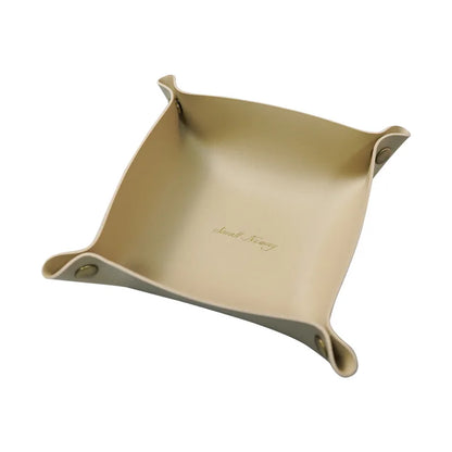 DecorBites™ Leather Desktop Organizer Tray: Home/Office Cosmetics, Jewelry, Key Storage Holder