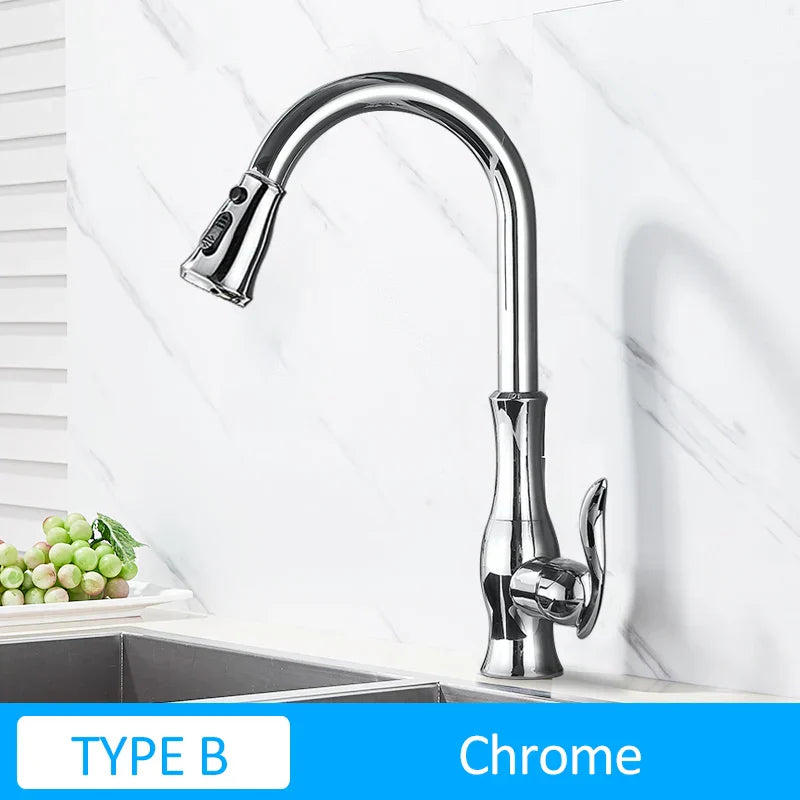 Grifo de cocina DecorBites™ dorado con caño giratorio y rociador extraíble