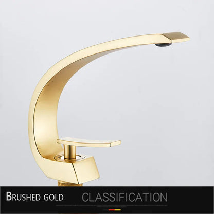 DecorBites™ Gold Basin Faucet: Deck Mount Black Chrome Mixer for Bathroom Washbasin
